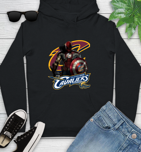 Cleveland Cavaliers NBA Basketball Captain America Thor Spider Man Hawkeye Avengers Youth Hoodie 2