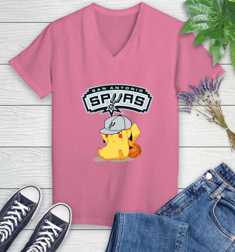 NBA Pikachu Basketball Sports San Antonio Spurs Women's V-Neck T-Shirt 13