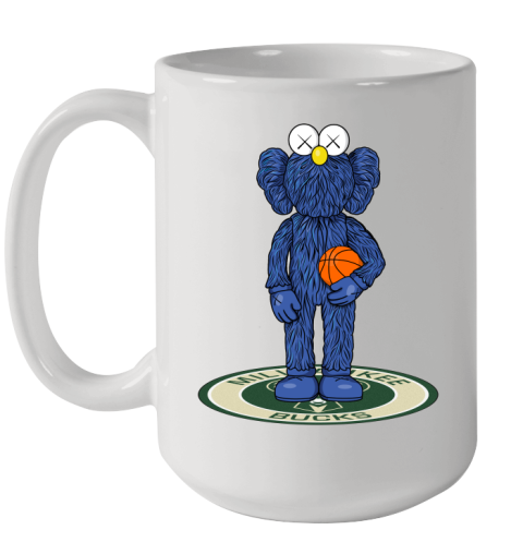 NBA Basketball Milwaukee Bucks Kaws Bff Blue Figure Shirt Ceramic Mug 15oz