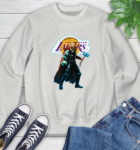 NBA Thor Avengers Endgame Basketball Los Angeles Lakers Sweatshirt 5