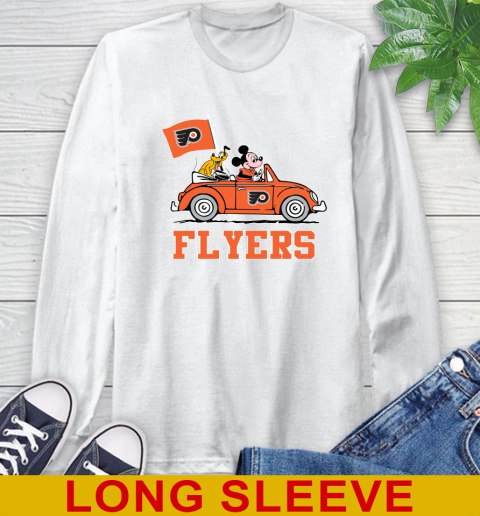 NHL Hockey Philadelphia Flyers Pluto Mickey Driving Disney Shirt Long Sleeve T-Shirt