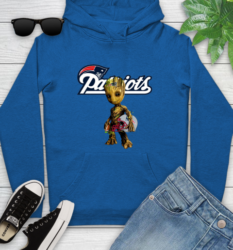 New England Patriots NFL Football Groot Marvel Guardians Of The Galaxy Youth Hoodie 9