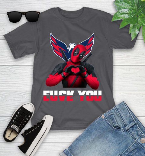 NHL Washington Capitals Deadpool Love You Fuck You Hockey Sports Youth T-Shirt 6