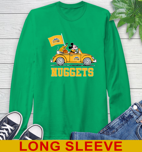 NBA Basketball Denver Nuggets Pluto Mickey Driving Disney Shirt Long Sleeve T-Shirt 7