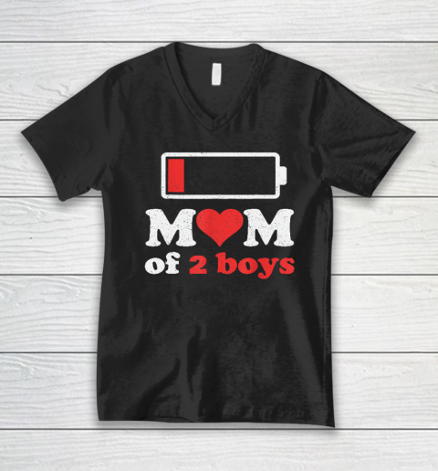 Mom Of 2 Boys From Son To Mom Quote Mothers Day Birthday Fun V-Neck T-Shirt