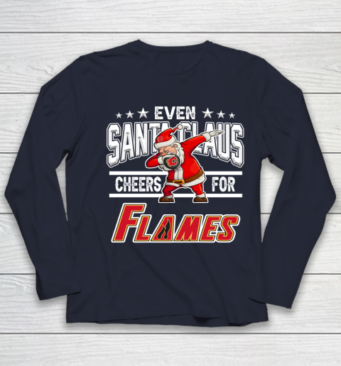 Calgary Flames Even Santa Claus Cheers For Christmas NHL Youth Long Sleeve 2
