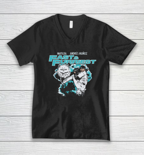 Matilda & Andres Muñoz Fast & Furriest Mariners V-Neck T-Shirt