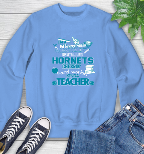 Charlotte Hornets NBA I'm A Difference Making Student Caring Basketball Loving Kinda Teacher Sweatshirt 11