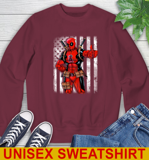 MLB Baseball Los Angeles Angels Deadpool American Flag Shirt Sweatshirt 6