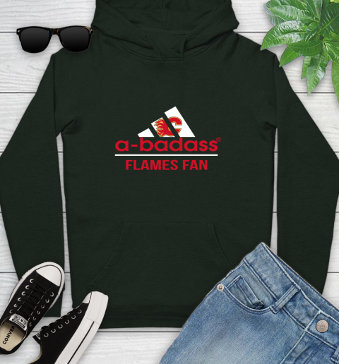 NHL A Badass Calgary Flames Fan Adidas Hockey Sports Youth Hoodie 14