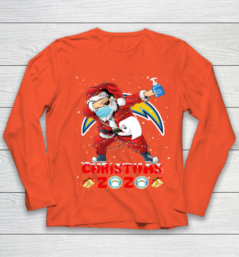 Los Angeles Chargers Funny Santa Claus Dabbing Christmas 2020 NFL Youth Long Sleeve 3