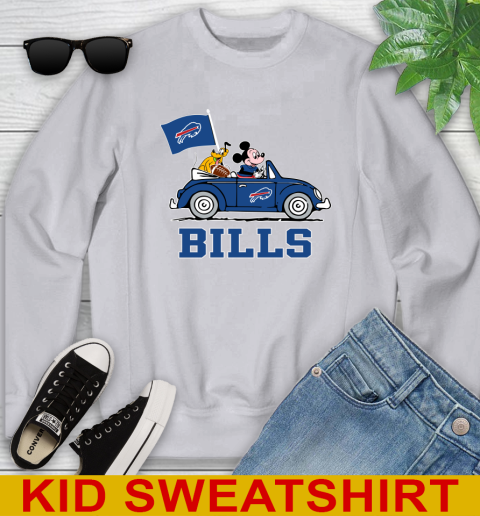 NFL Football Buffalo Bills Pluto Mickey Driving Disney Shirt Youth Sweatshirt 4