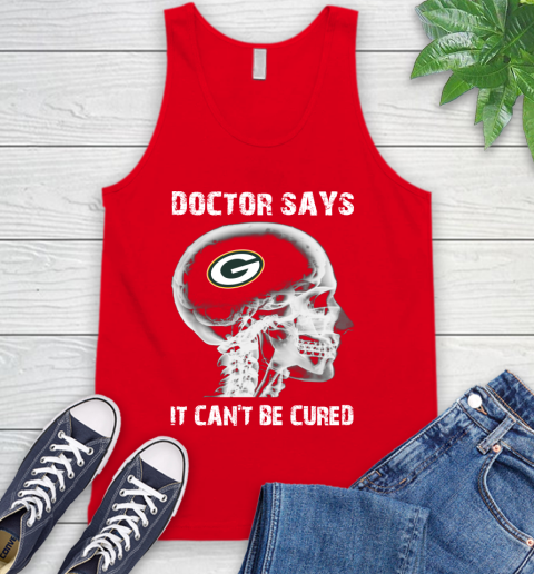 NFL Green Bay Packers Football Skull It Can't Be Cured Shirt Tank Top 5