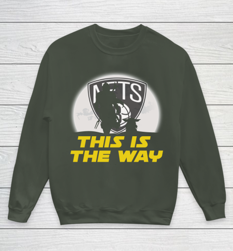 Brooklyn Nets NBA Basketball Star Wars Yoda And Mandalorian This Is The Way Youth Sweatshirt 8