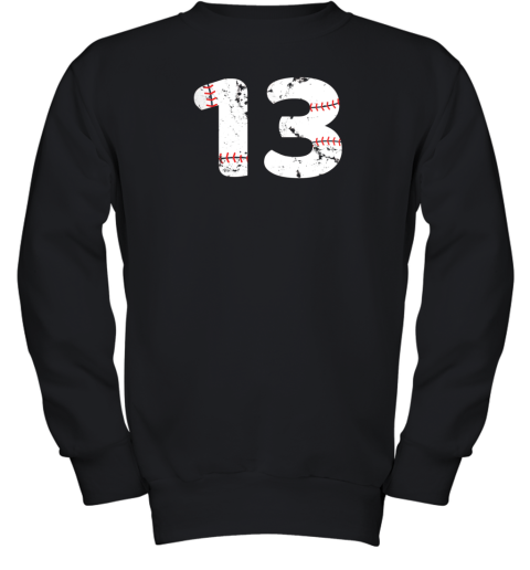 Number #13 BASEBALL Vintage Distressed Team Youth Sweatshirt