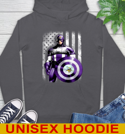 Minnesota Vikings NFL Football Captain America Marvel Avengers American Flag Shirt Hoodie 7