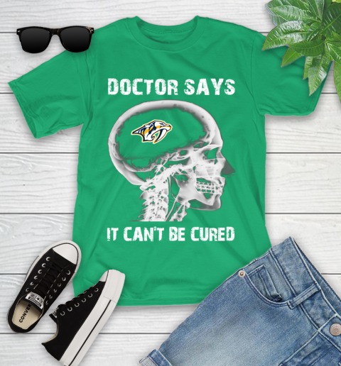 NHL Nashville Predators Hockey Skull It Can't Be Cured Shirt Youth T-Shirt 7