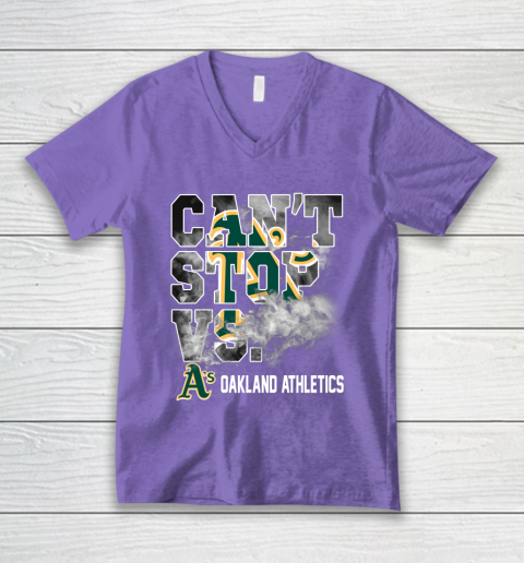 MLB Oakland Athletics Baseball Can't Stop Vs Athletics V-Neck T-Shirt 8