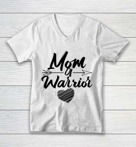 Mother's Day Funny Gift Ideas Apparel  Mom of warrior T Shirt V-Neck T-Shirt