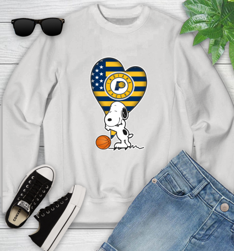 Indiana Pacers NBA Basketball The Peanuts Movie Adorable Snoopy Youth Sweatshirt