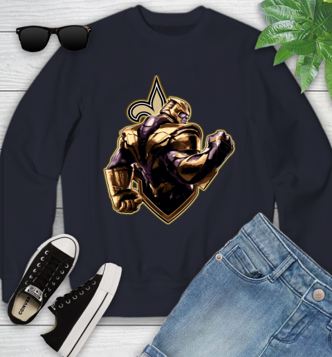 NFL Thanos Avengers Endgame Football Sports New Orleans Saints Youth Sweatshirt 3