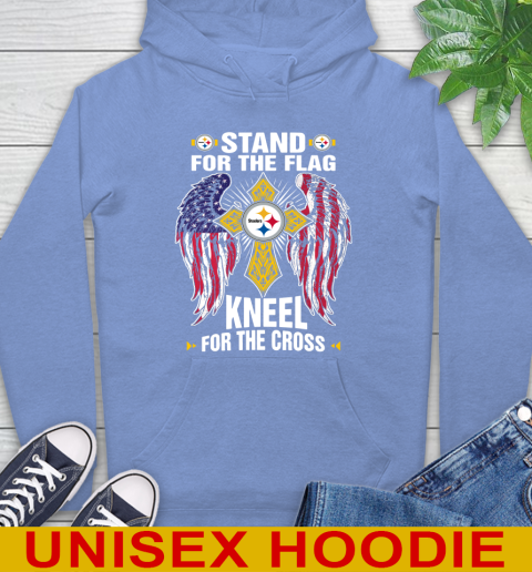 NFL Football Pittsburgh Steelers Stand For Flag Kneel For The Cross Shirt Hoodie 11