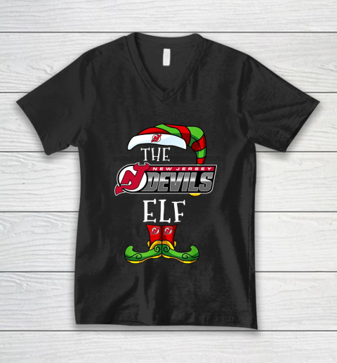 New Jersey Devils Christmas ELF Funny NHL V-Neck T-Shirt