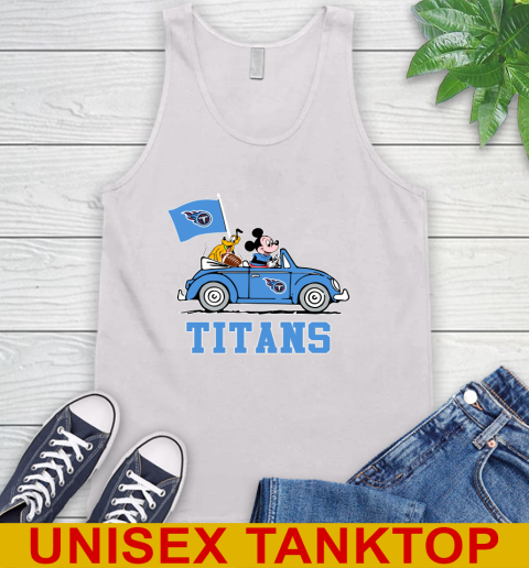 NFL Football Tennessee Titans Pluto Mickey Driving Disney Shirt Tank Top