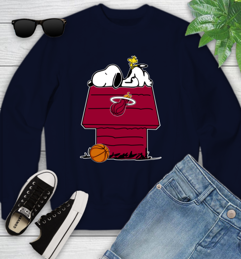 Miami Heat NBA Basketball Snoopy Woodstock The Peanuts Movie Youth Sweatshirt 3