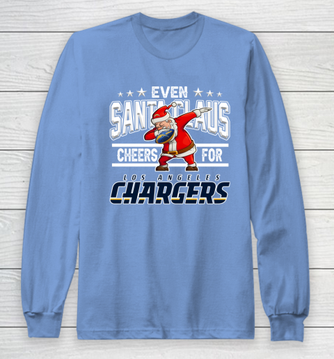 Los Angeles Chargers Even Santa Claus Cheers For Christmas NFL Long Sleeve T-Shirt 8