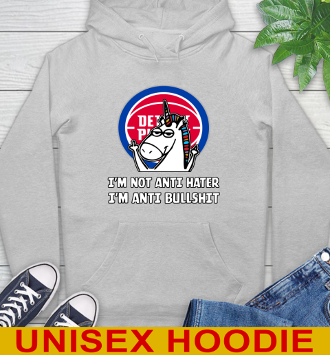 Detroit Pistons NBA Basketball Unicorn I'm Not Anti Hater I'm Anti Bullshit Hoodie 6