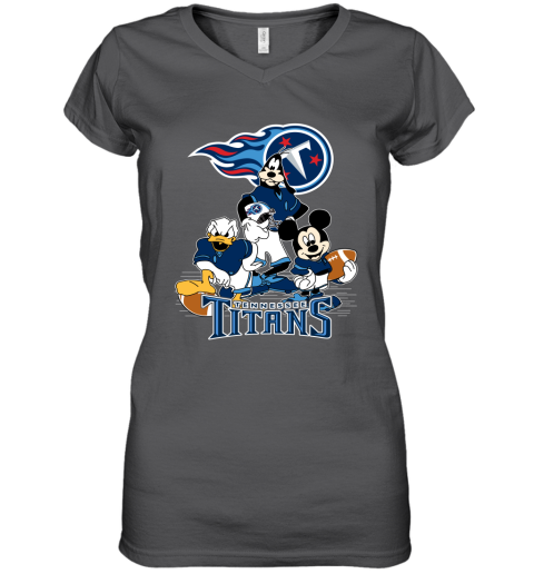 NFL Tennessee Titans Mickey Mouse Donald Duck Goofy Football T Shirt 29NZTv7YL8E women v neck t shirt 39 95 151514 front charcoal