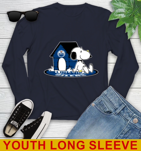 NHL Hockey Edmonton Oilers Snoopy The Peanuts Movie Shirt Youth Long Sleeve 3