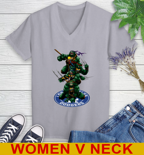 MLB Baseball Los Angeles Dodgers Teenage Mutant Ninja Turtles Shirt Women's V-Neck T-Shirt 5