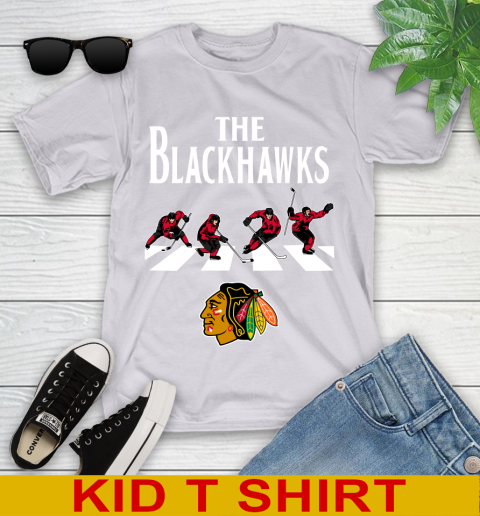 NHL Hockey Chicago Blackhawks The Beatles Rock Band Shirt Youth T-Shirt 4