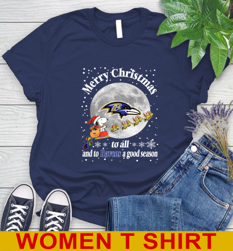 Baltimore Ravens Merry Christmas To All And To Ravens A Good Season NFL Football Sports Women's T-Shirt 12