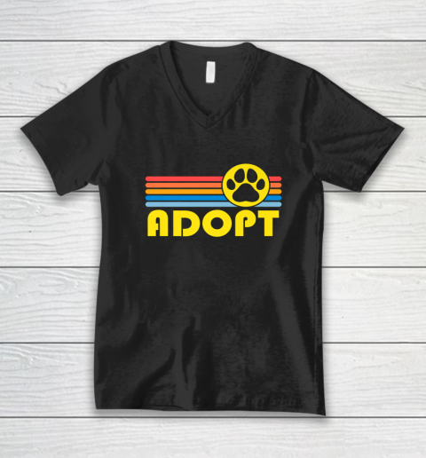 Rescue Animal Adoption Adopt Cat or Dog Vintage Retro Sunset V-Neck T-Shirt