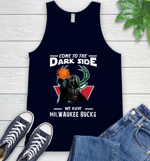 NBA Come To The Dark Side We Have Milwaukee Bucks Star Wars Darth Vader Basketball Tank Top 2