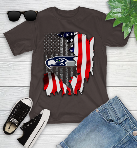 Seattle Seahawks NFL Football American Flag Youth T-Shirt 7