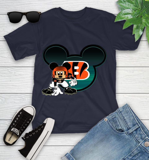 NFL Cincinnati Bengals Mickey Mouse Disney Football T Shirt Youth T-Shirt 3