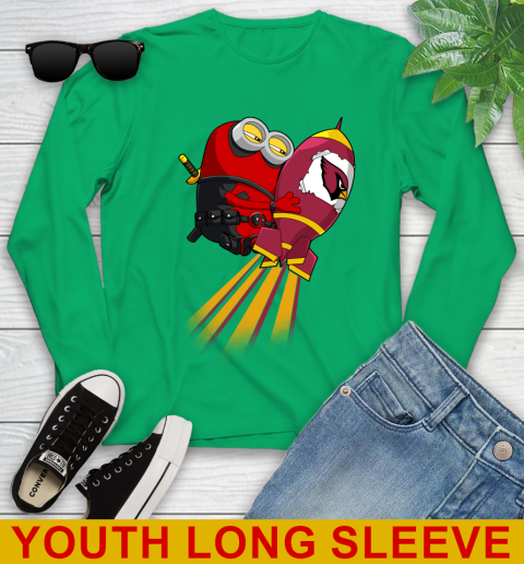 NFL Football Arizona Cardinals Deadpool Minion Marvel Shirt Youth Long Sleeve 7