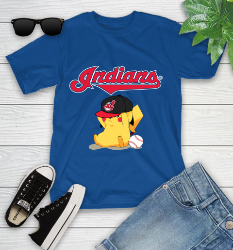 MLB Pikachu Baseball Sports Cleveland Indians Youth T-Shirt 9
