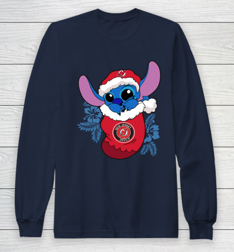 New Jersey Devils Christmas Stitch In The Sock Funny Disney NHL Long Sleeve T-Shirt 16