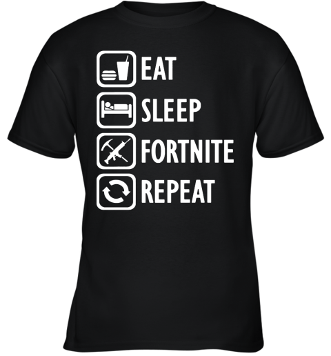 xxrr eat sleep fortnite repeat for gamer fortnite battle royale shirts youth t shirt 26 front black