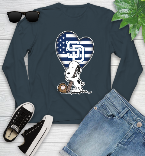San Diego Padres MLB Baseball The Peanuts Movie Adorable Snoopy Youth Long Sleeve 8
