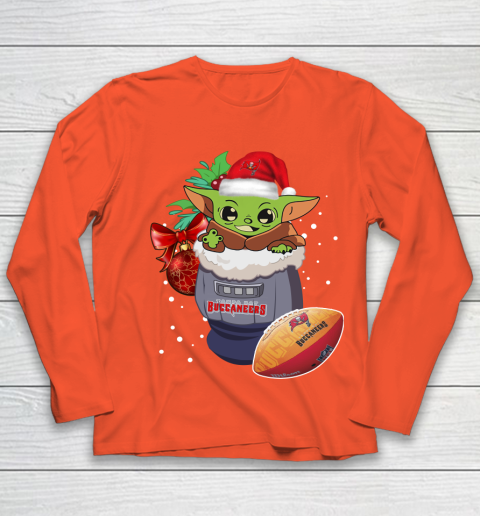 Tampa Bay Buccaneers Christmas Baby Yoda Star Wars Funny Happy NFL Youth Long Sleeve 4