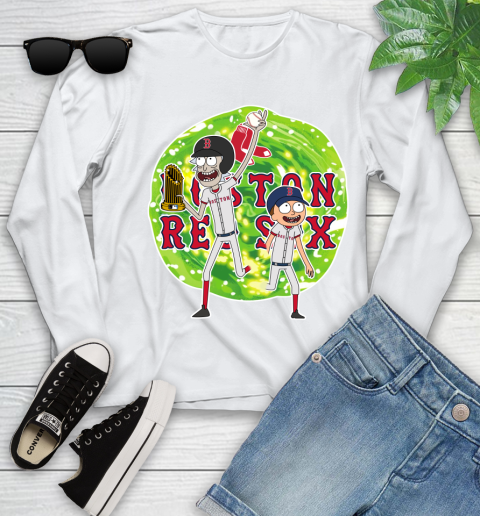 MLB Boston Red Sox Rick And Morty Commissioner's Trophy Baseball Sports Youth Long Sleeve