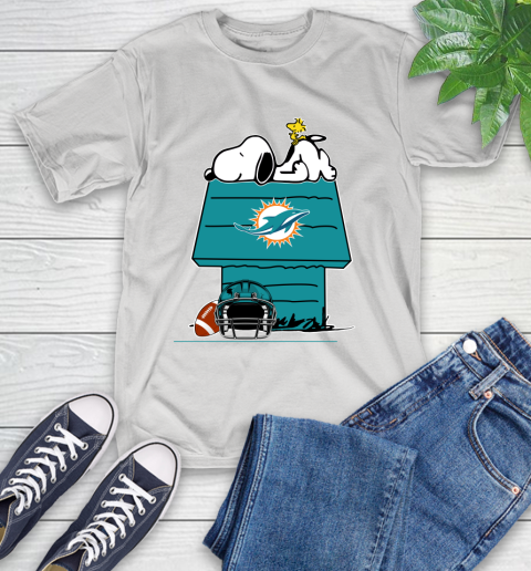 Miami Dolphins NFL Football Snoopy Woodstock The Peanuts Movie T-Shirt