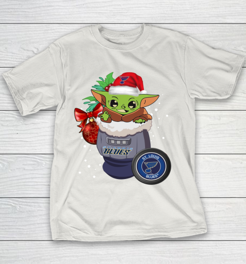 St.Louis Blues Christmas Baby Yoda Star Wars Funny Happy NHL Youth T-Shirt 11
