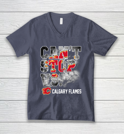 NHL Calgary Flames Hockey Can't Stop Vs V-Neck T-Shirt 7